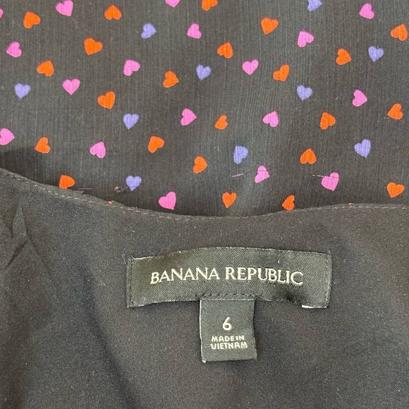 Banana Republic Ruffle Wrap Dress Sheer Chiffon Black Heart Print Size 6 - Picture 10 of 14